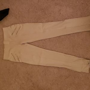 Tan leggings with side zippers